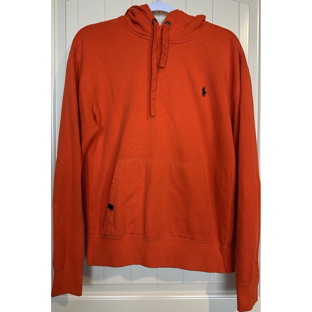 Polo Ralph Lauren Pullover Hoodie Sweatshirt Mens Size Medium‎ Orange GUC